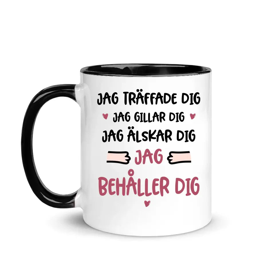 Personlig mugg till par | Jag träffade dig Jag gillar dig Jag älskar dig Jag behåller dig
