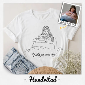 Line Art T-shirt| Handritat från ett foto| Personlig gåva till mamma