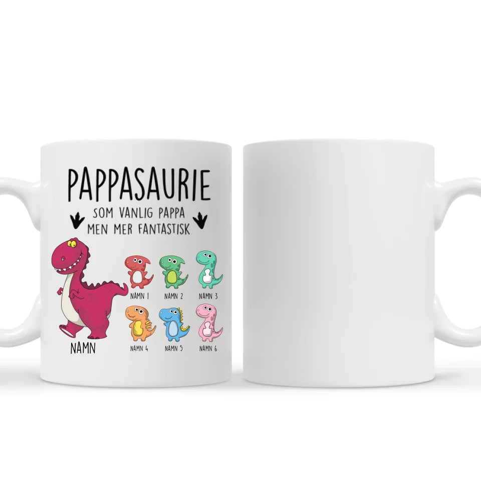 Pappasaurie fantastisk | Personlig mugg till pappa | Personlig present till far