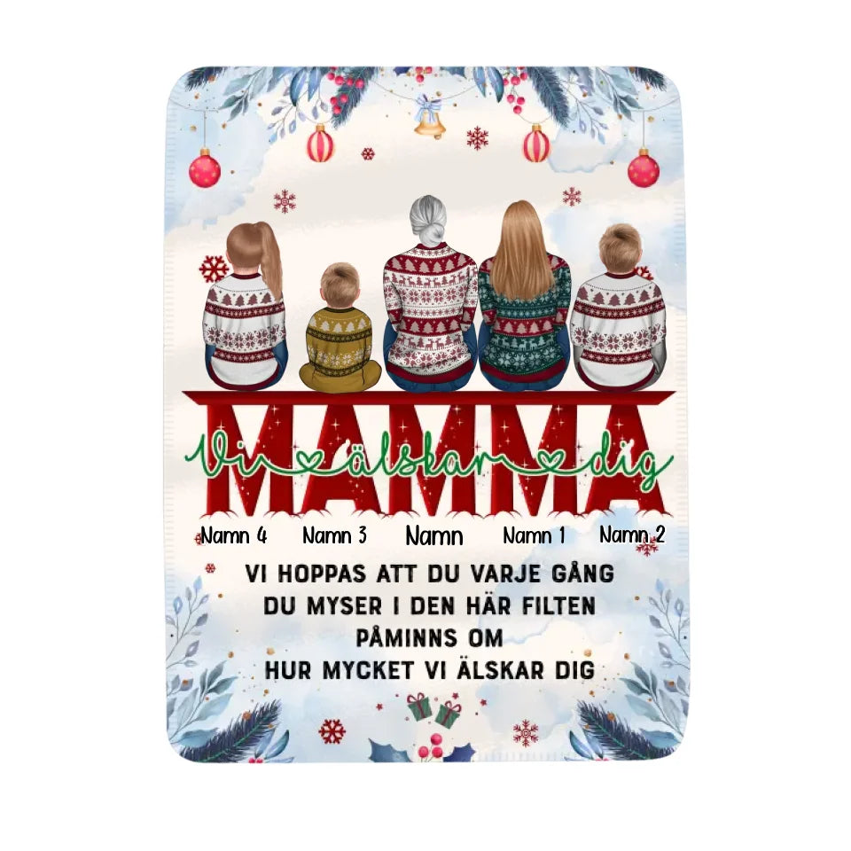 Personlig filt till Mamma | Personlig present till Mor | Mamma Vi älskar dig