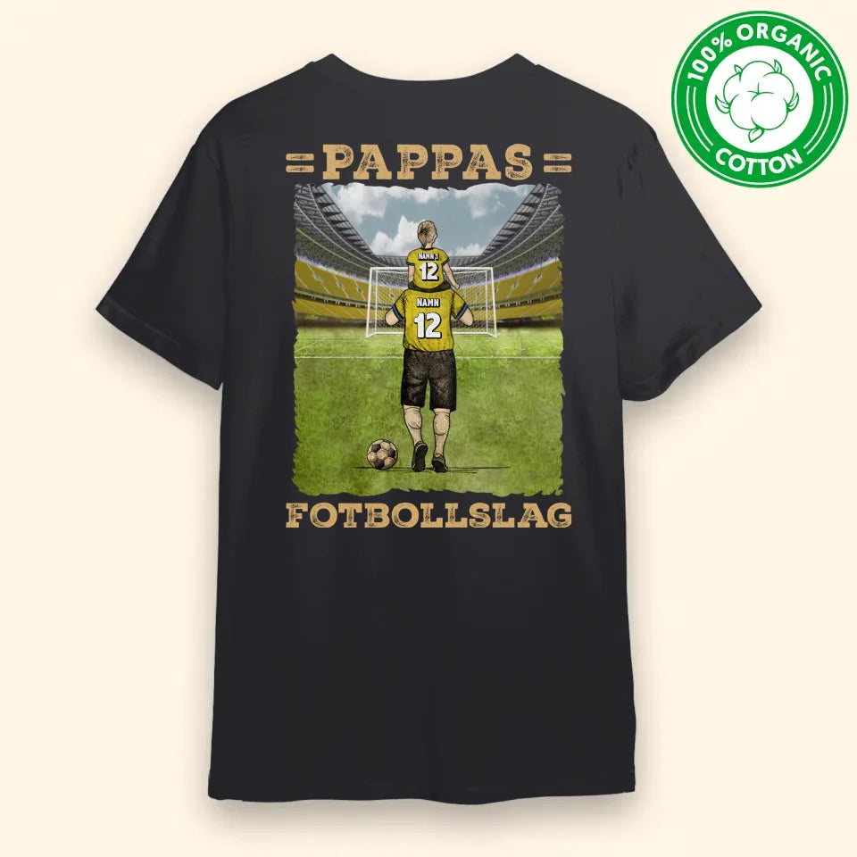 Ekologisk t-shirt till pappa | Personlig present till far| Pappas Fotbollslag med färg