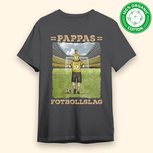 Ekologisk t-shirt till pappa | Personlig present till far| Pappas Fotbollslag med färg