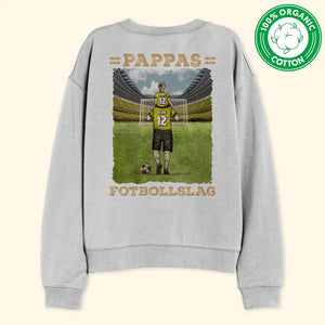 Ekologisk t-shirt till pappa | Personlig present till far| Pappas Fotbollslag med färg