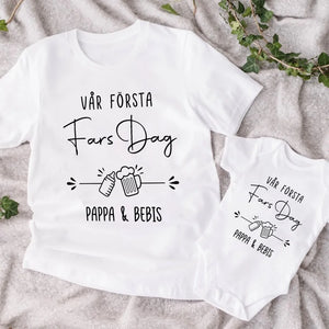 Vår första fars dag - Matchande T-shirt till Nybliven pappa