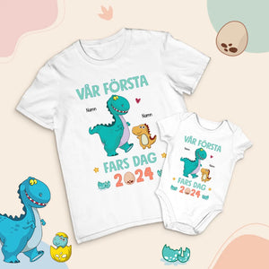 Vår första fars dag - Matchande T-shirt till Pappa och bebis