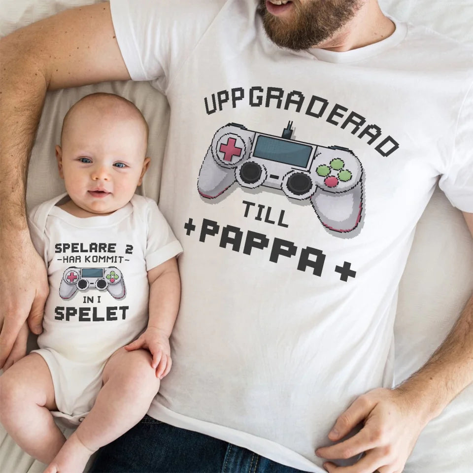 Personlig t-shirt till pappa barn | Första fars dag present | Uppgraderad till pappa