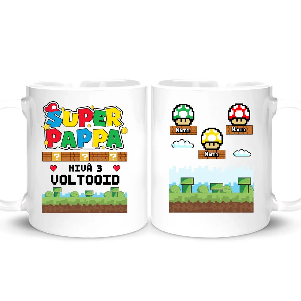 Superpappa nivå 3 komplett – personlig krus til far