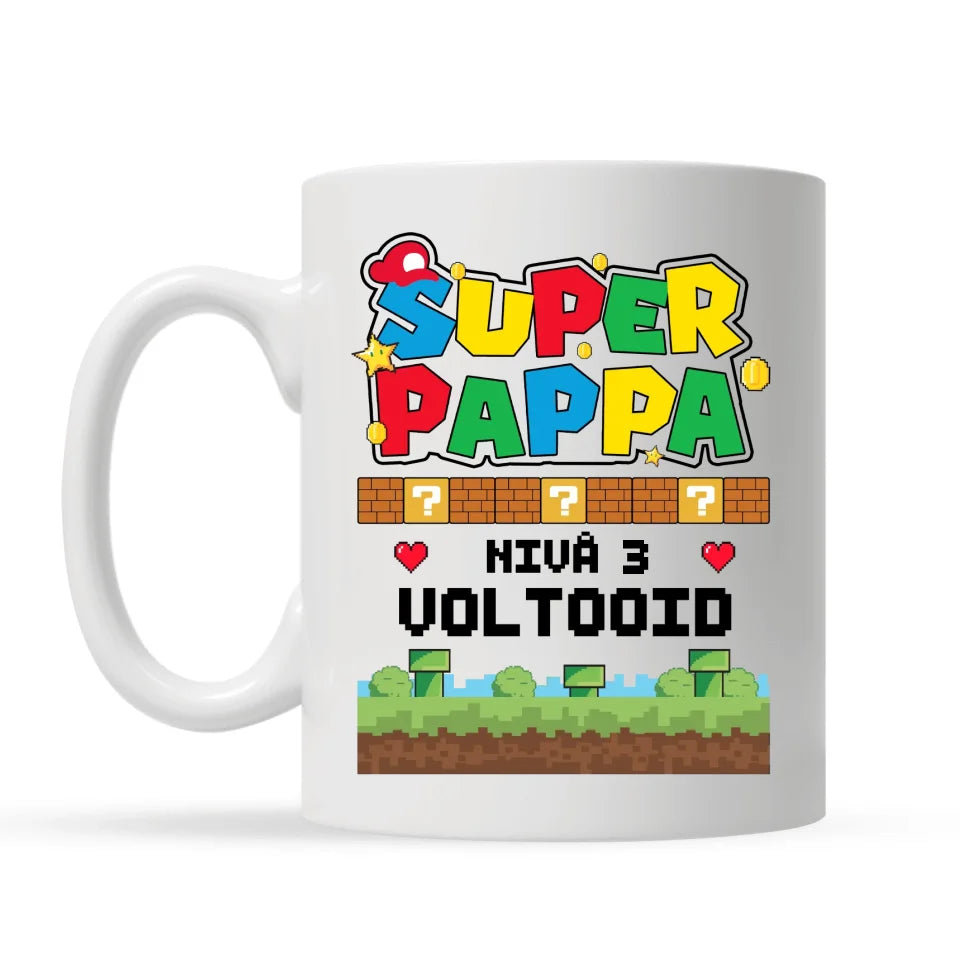 Superpappa nivå 3 komplett – personlig krus til far