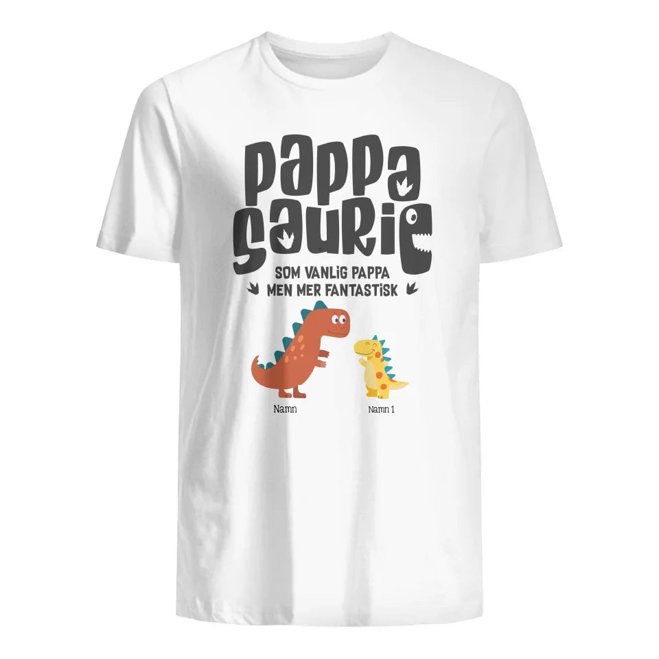 Personlig t-shirt till pappa | Pappasaurie ver 3 vit t-shirt