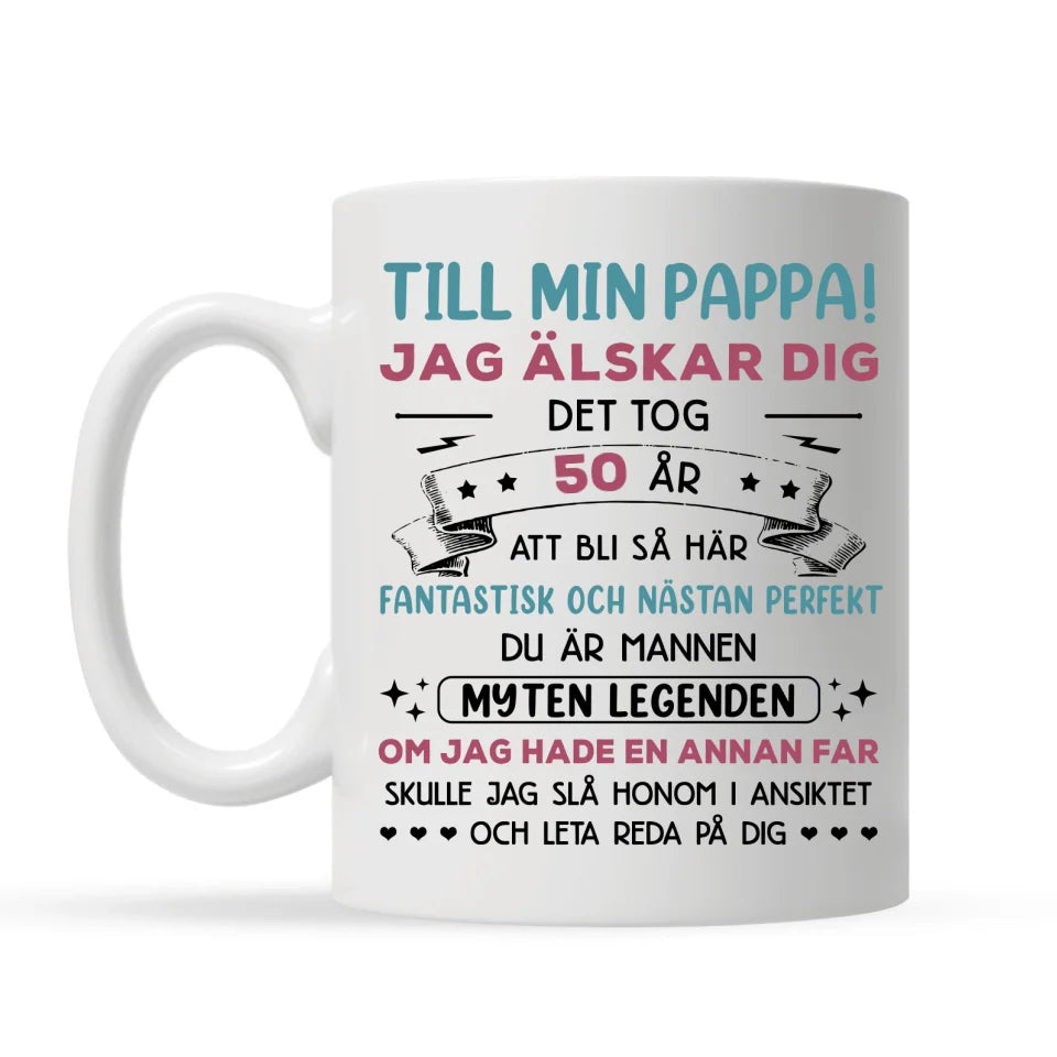 Personlig mugg till Pappa - Pappa det tog att bli så här fantastisk och NÄSTAN PERFEKT