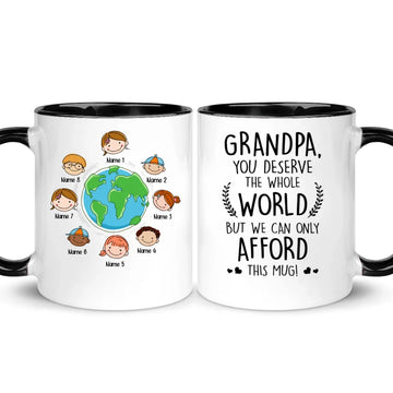 Personlig krus til bestefar / bestefar | Personlige gaver til bestefar / bestefar | Bestefar, du fortjener hele verden