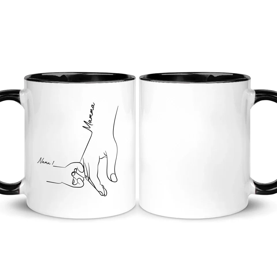 Personlig krus til mamma | Personlig gave til mamma | Mor og barn holder hender