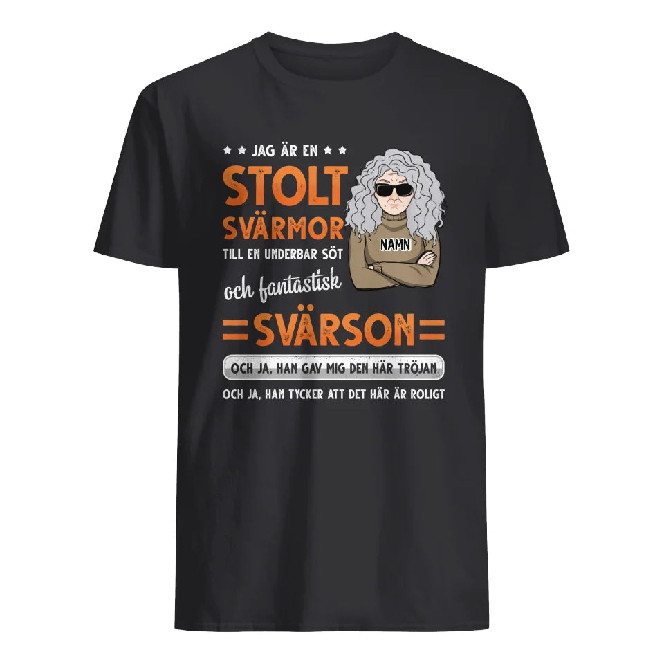 Personlig t-shirt till Svärmom | Personlig presenter till Mor | Jag är en stolt svärmom till en underbar söt och fantastisk svärson