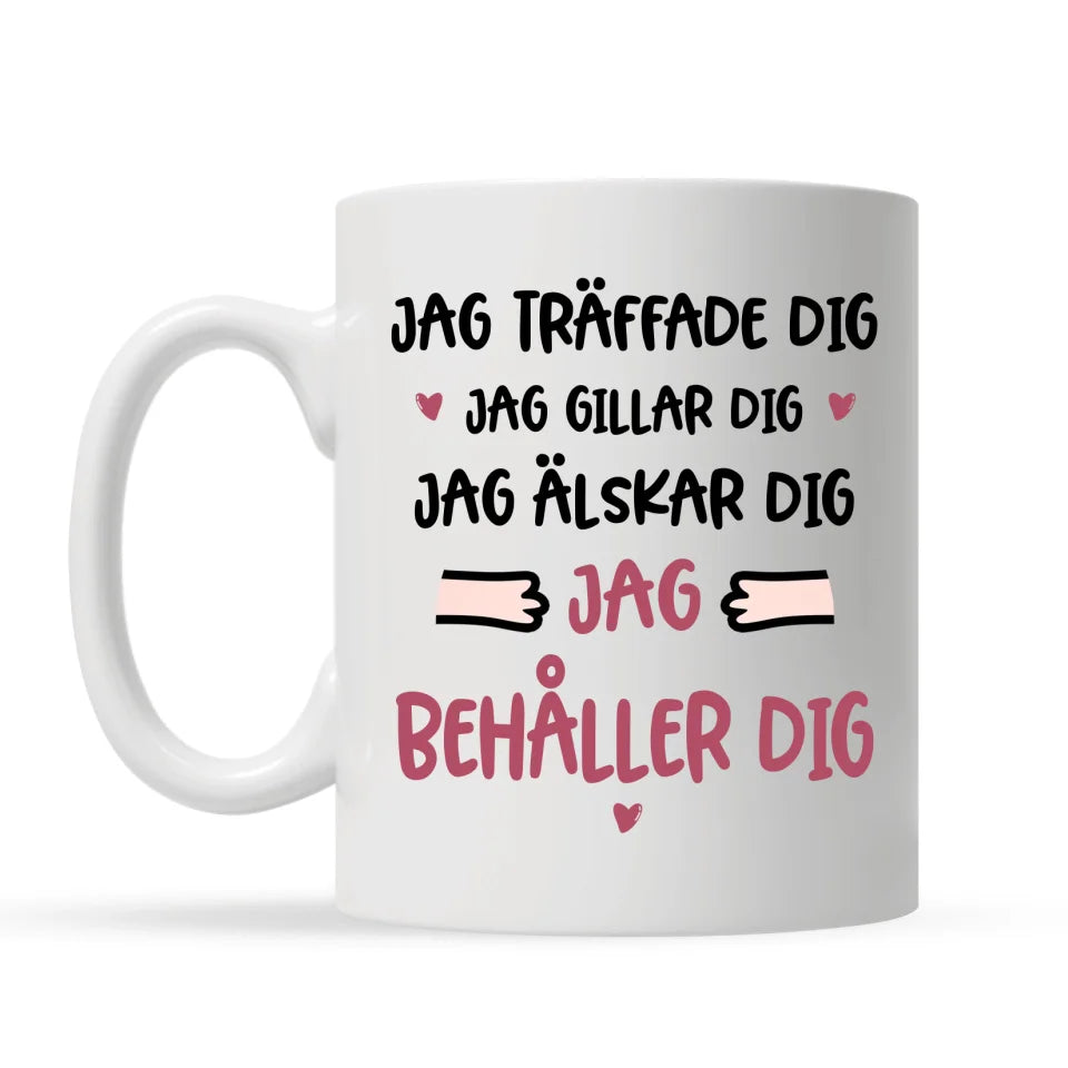 Personlig krus for par | Jeg møtte deg jeg liker deg jeg elsker deg jeg beholder deg