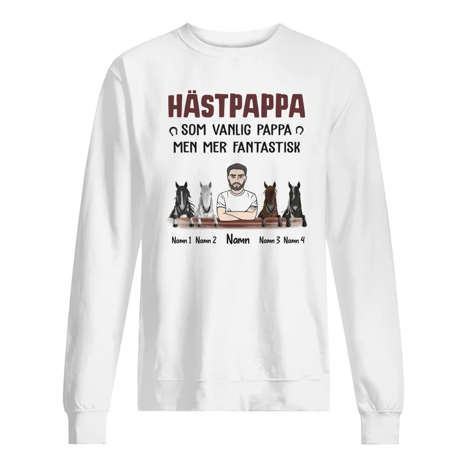 Personlig t-shirt till pappa | Personlig presenter till far | Hästpappa t-shirt för hästälskare