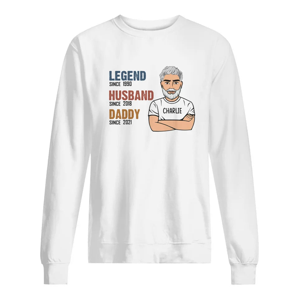 Personlig t-shirt till pappa | Personlig presenter till far | Pappa Legend - Make - Pappa