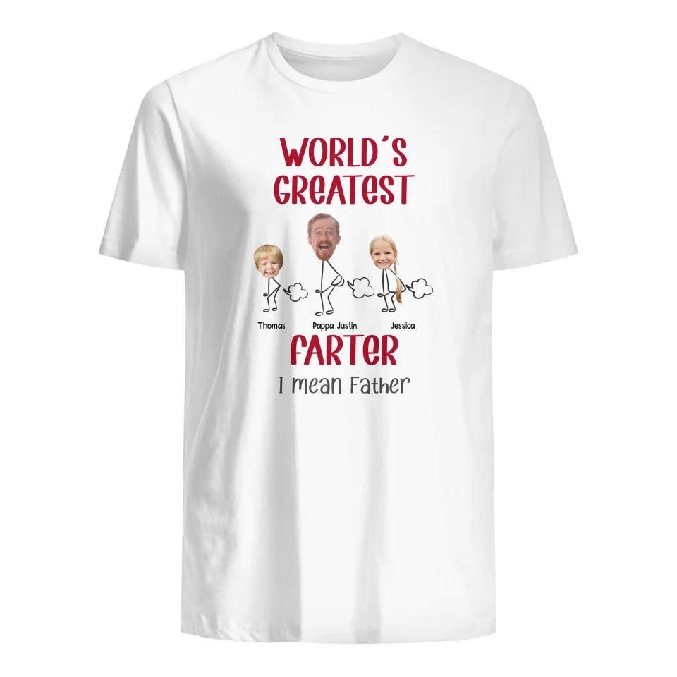 Personlig T-shirt till Pappa - World's Greatest Farter I mean Father