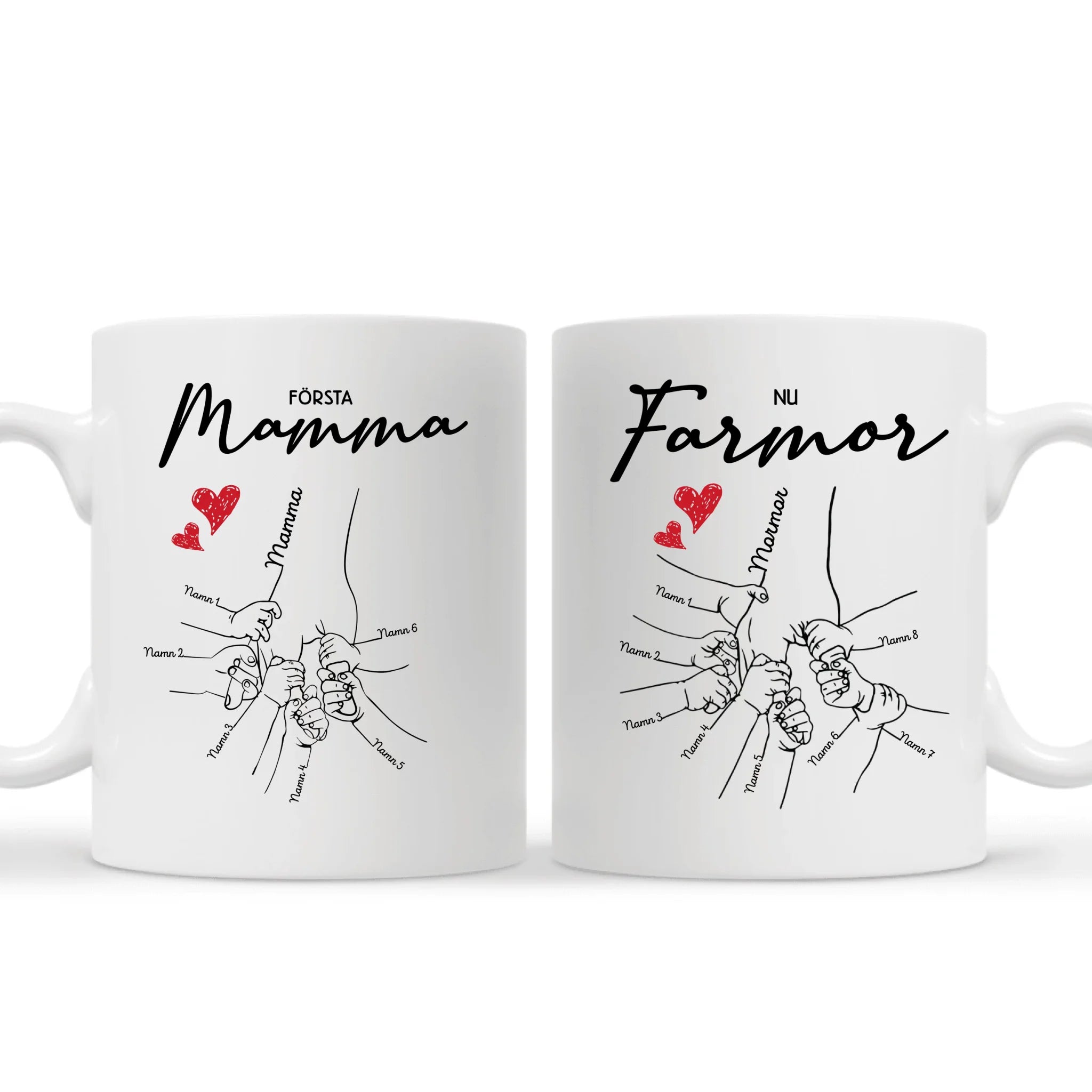 Första Mamma Nu Mormor/Farmor - Personlig mugg till Mamma Och Mormor
