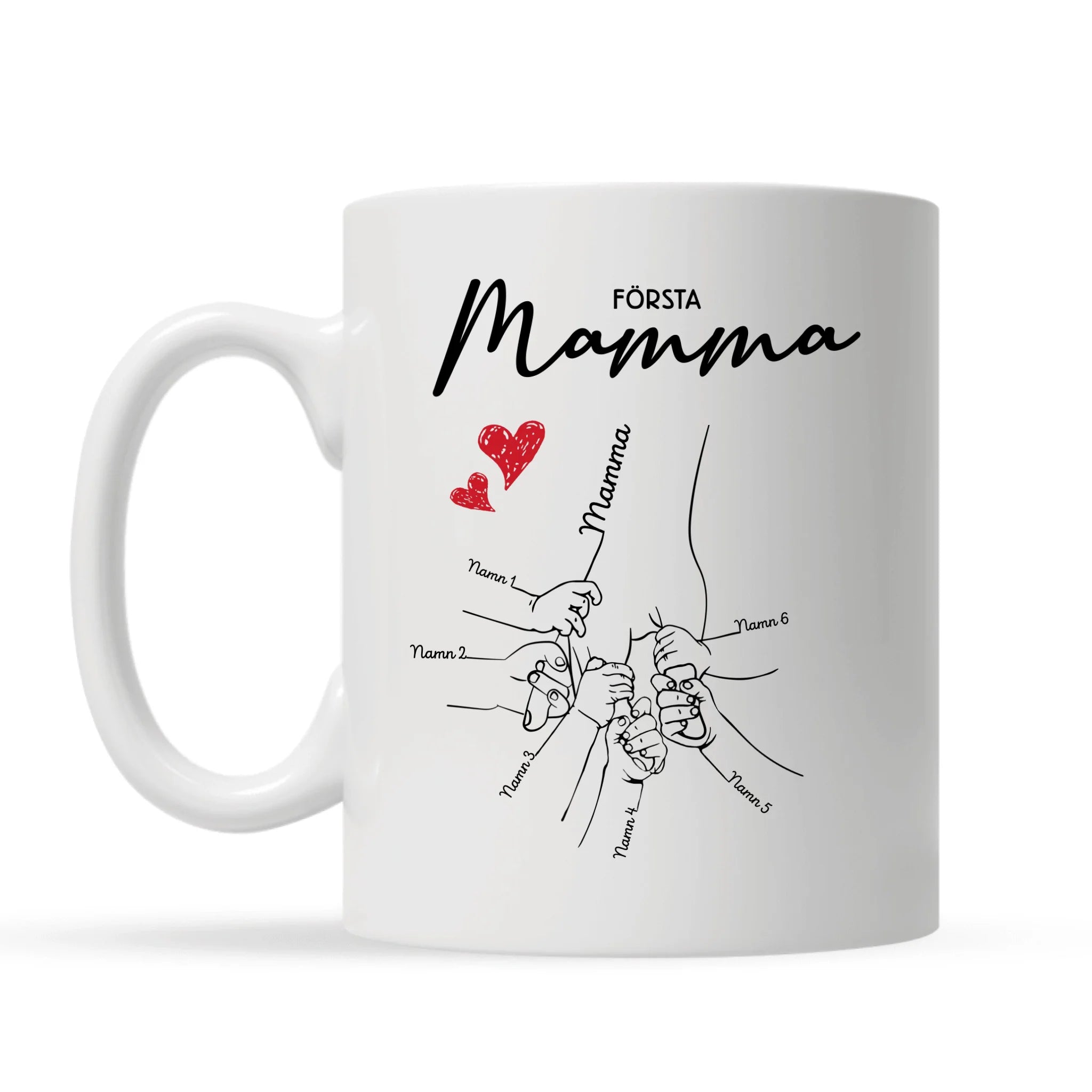 Första Mamma Nu Mormor/Farmor - Personlig mugg till Mamma Och Mormor