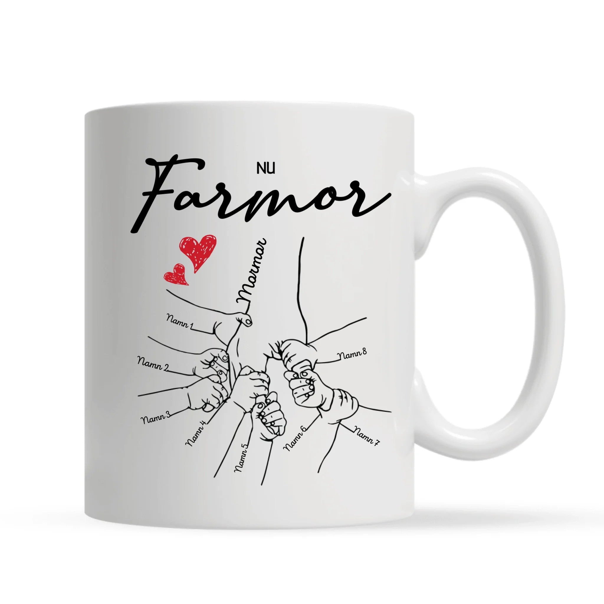 Första Mamma Nu Mormor/Farmor - Personlig mugg till Mamma Och Mormor