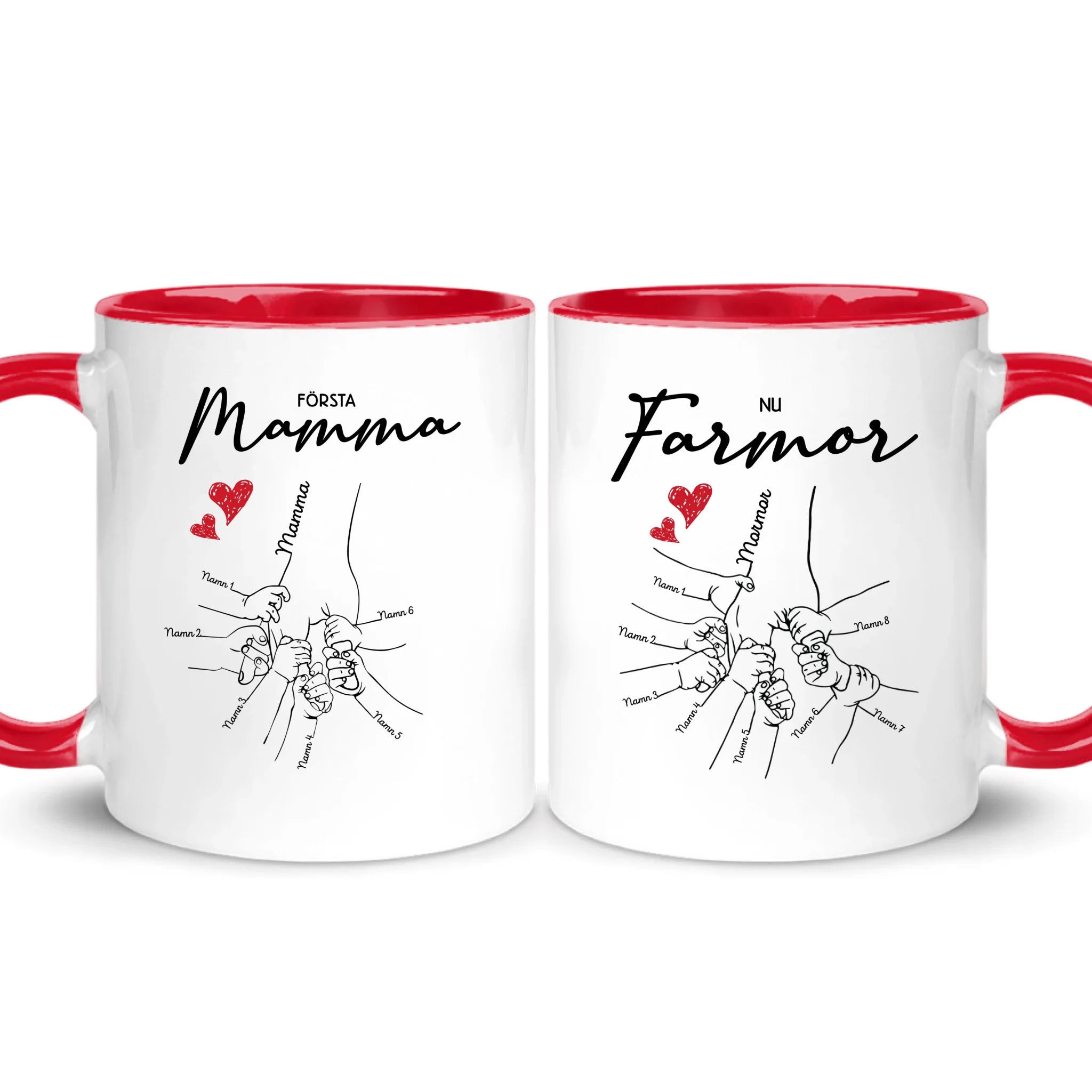 Första Mamma Nu Mormor/Farmor - Personlig mugg till Mamma Och Mormor