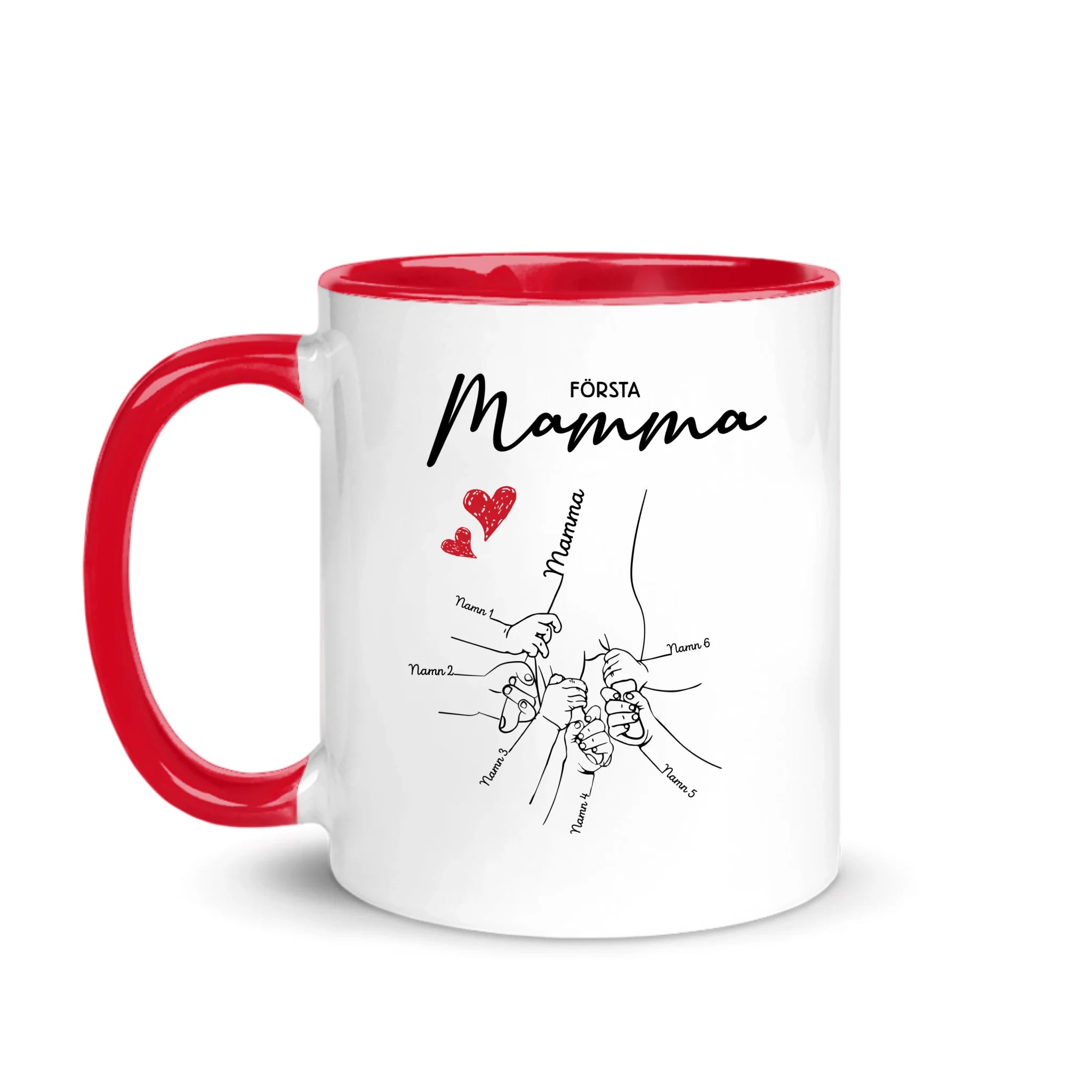 Första Mamma Nu Mormor/Farmor - Personlig mugg till Mamma Och Mormor