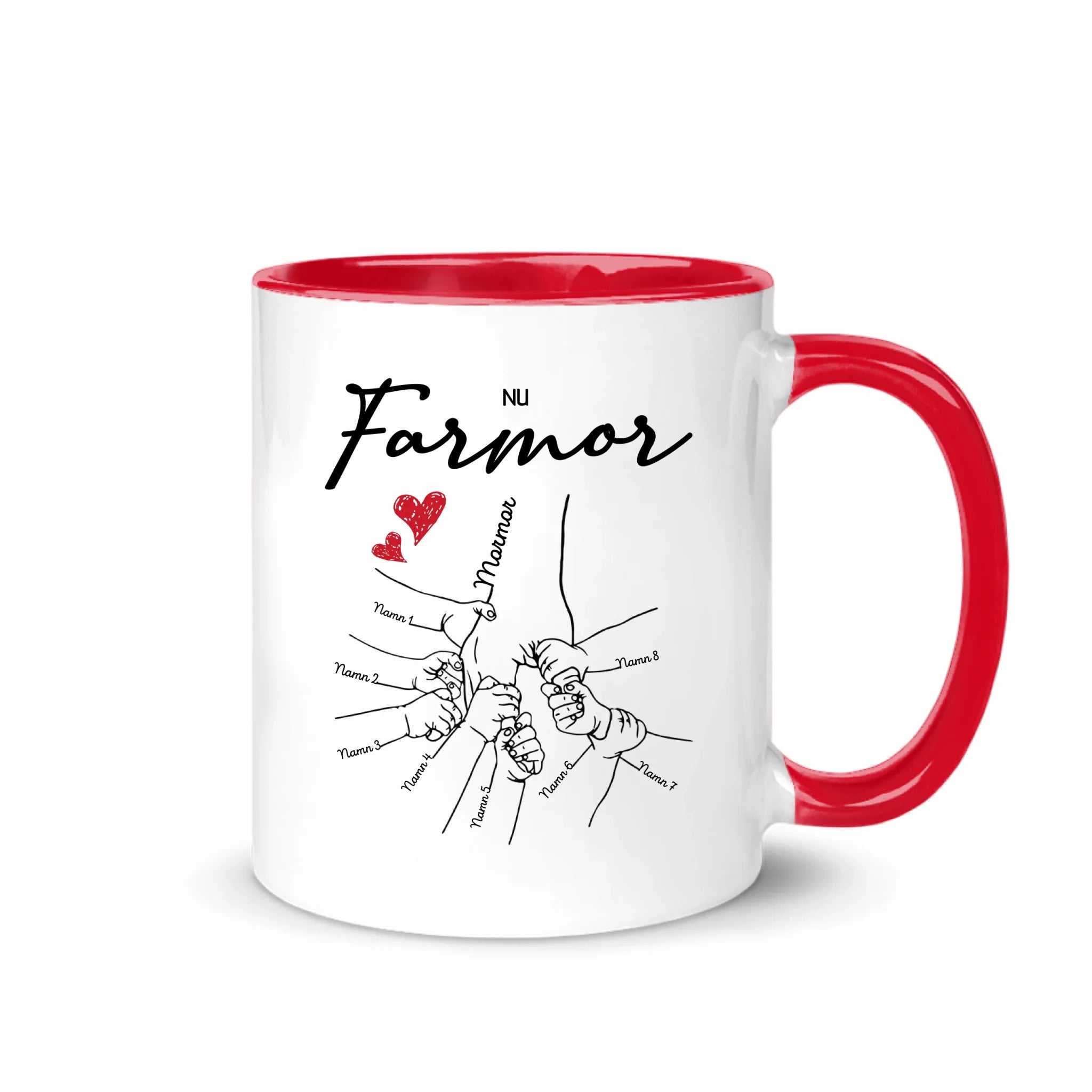 Första Mamma Nu Mormor/Farmor - Personlig mugg till Mamma Och Mormor