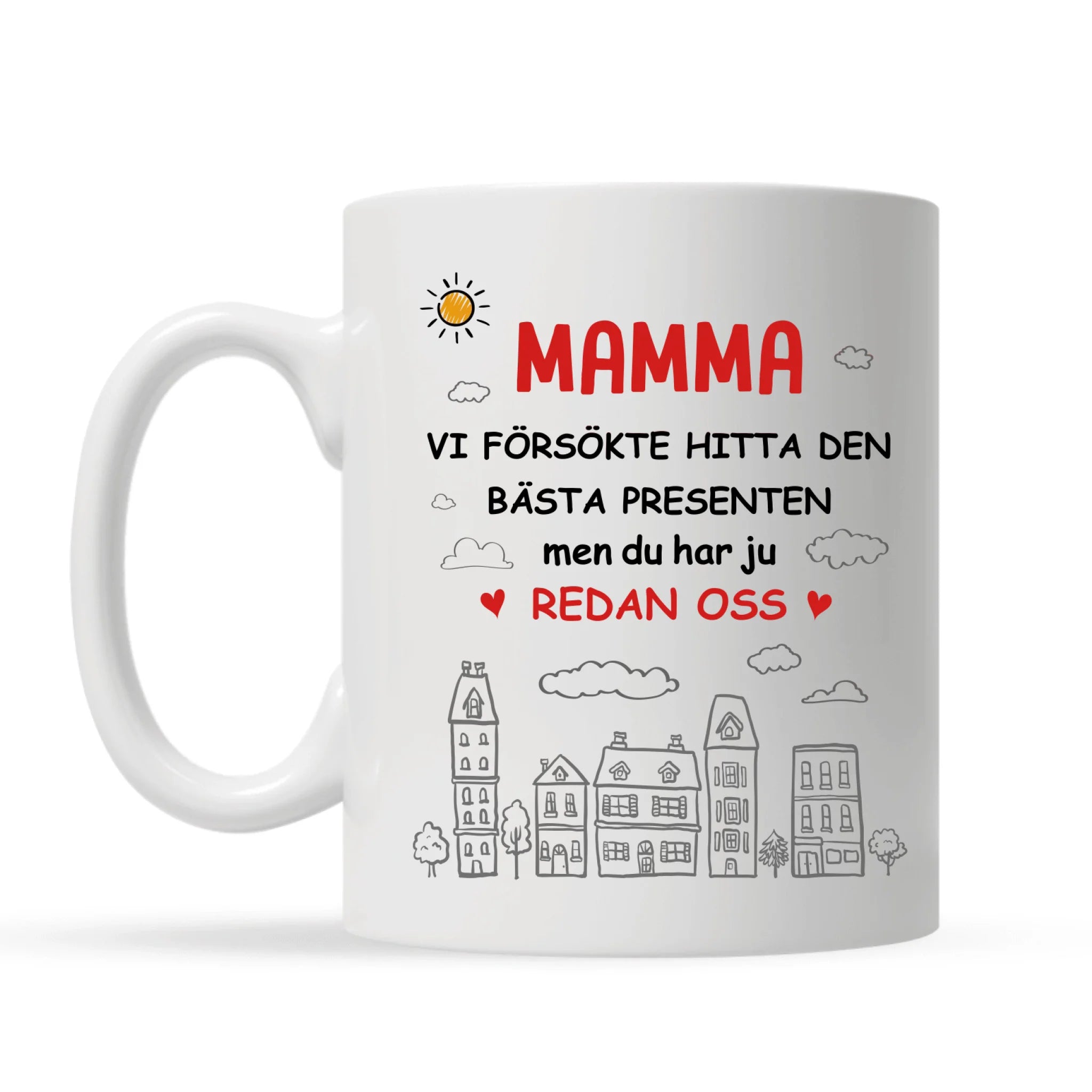 Personlig mugg till Mamma | Personlig presenter till Mor | Mamma vi försökte hitta den bästa presenten men du har ju redan oss