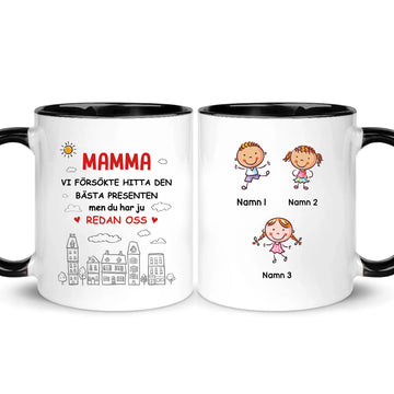 Personlig mugg till Mamma | Personlig presenter till Mor | Mamma vi försökte hitta den bästa presenten men du har ju redan oss