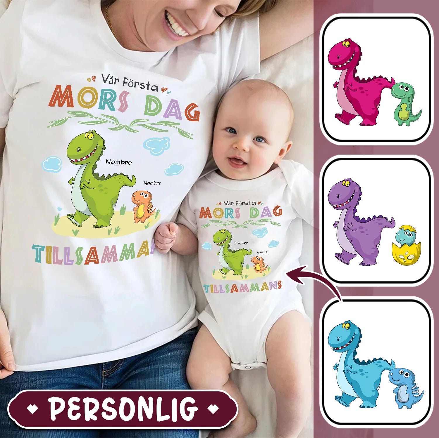 Vår första mors dag tillsammans Mammasaurie - Personlig present till Mamma och Barn