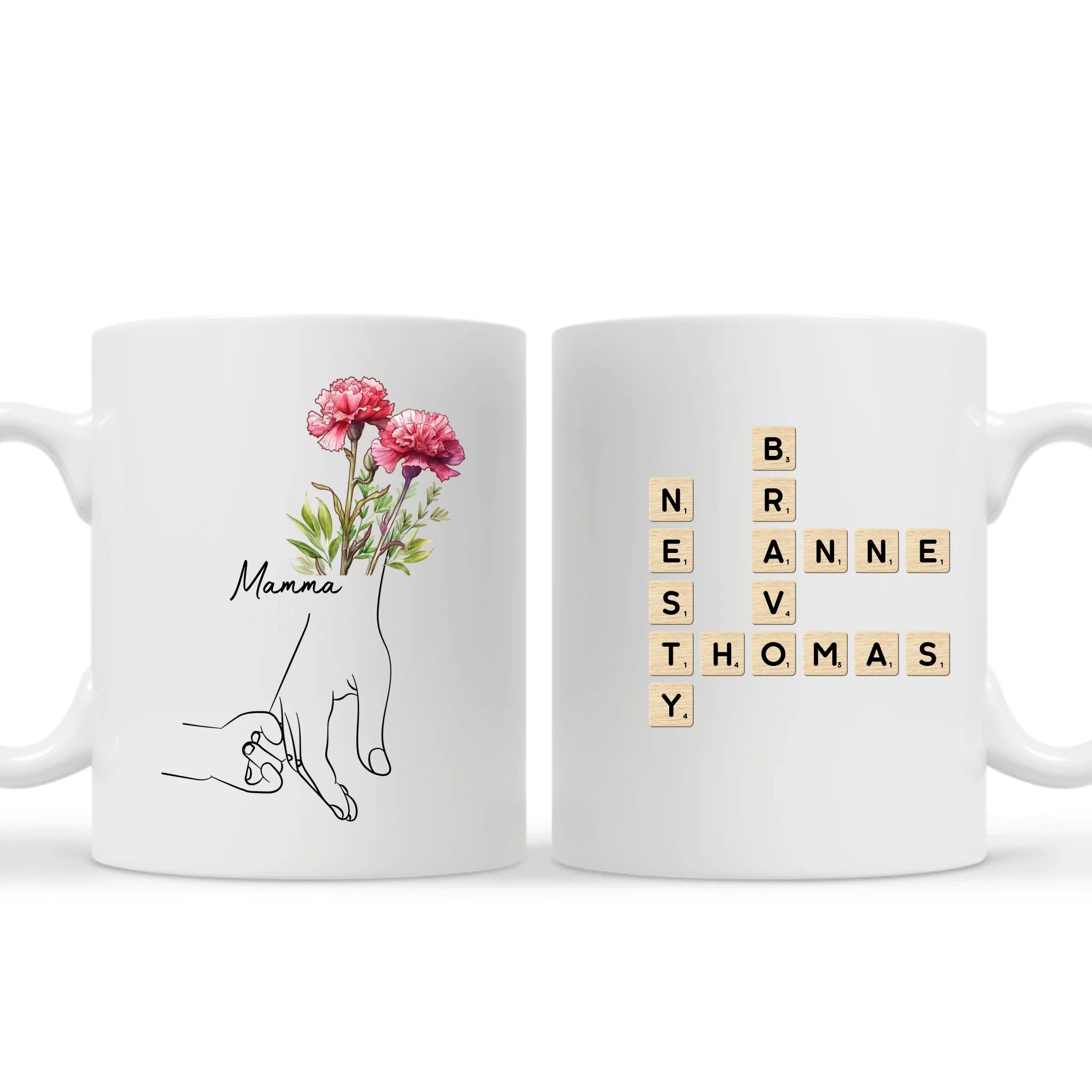 Hållande hand mamma - Personlig mugg till Mamma