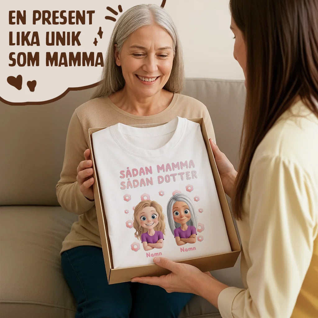 Som mor, som datter - Personlig t-shirt til mor og datter