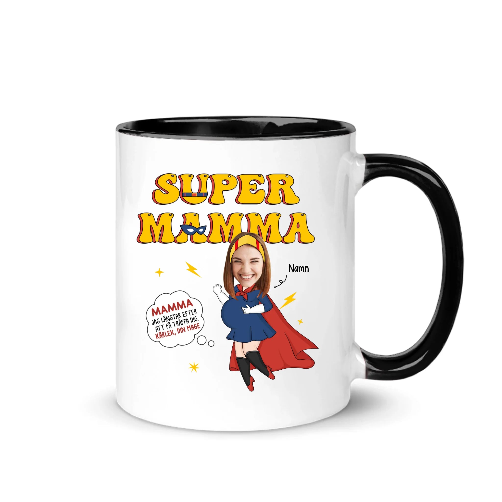 Super Mamma Jag längtar efter att få träffa dig - Personlig mugg till nybliven Mamma