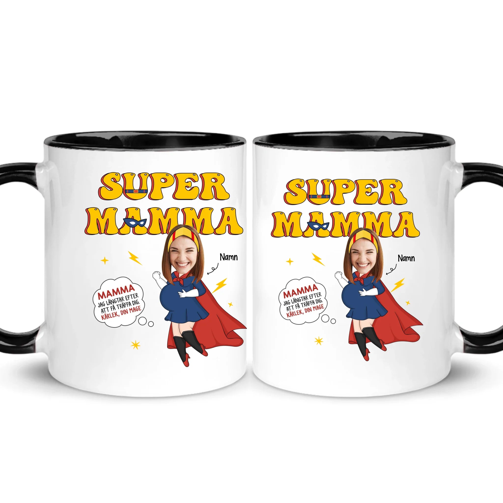 Super Mamma Jag längtar efter att få träffa dig - Personlig mugg till nybliven Mamma