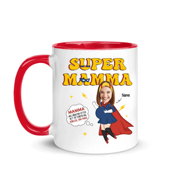 Super Mamma Jag längtar efter att få träffa dig - Personlig mugg till nybliven Mamma