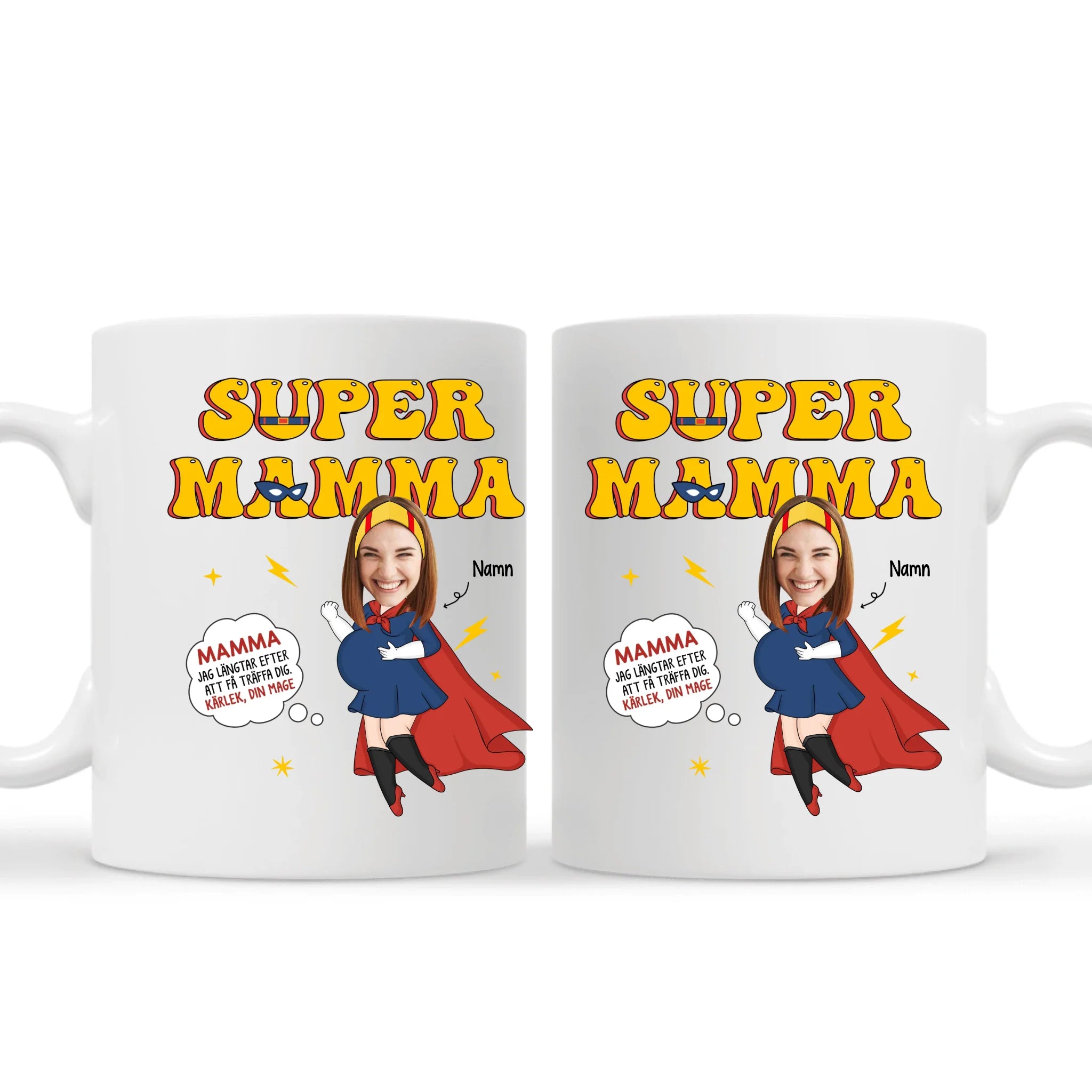 Super Mamma Jag längtar efter att få träffa dig - Personlig mugg till nybliven Mamma