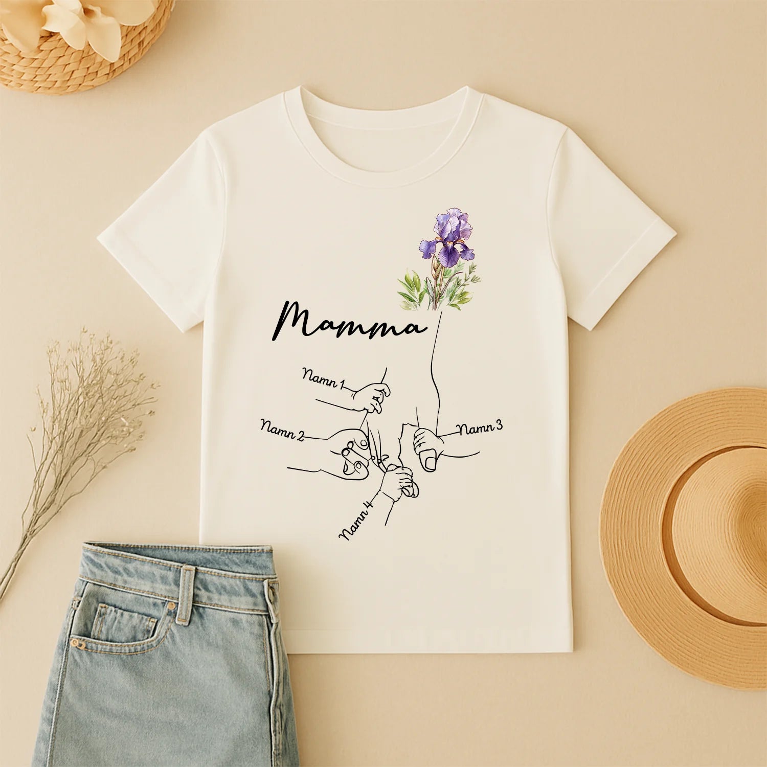 Hållande hand mamma - Personlig T-shirt för mamma