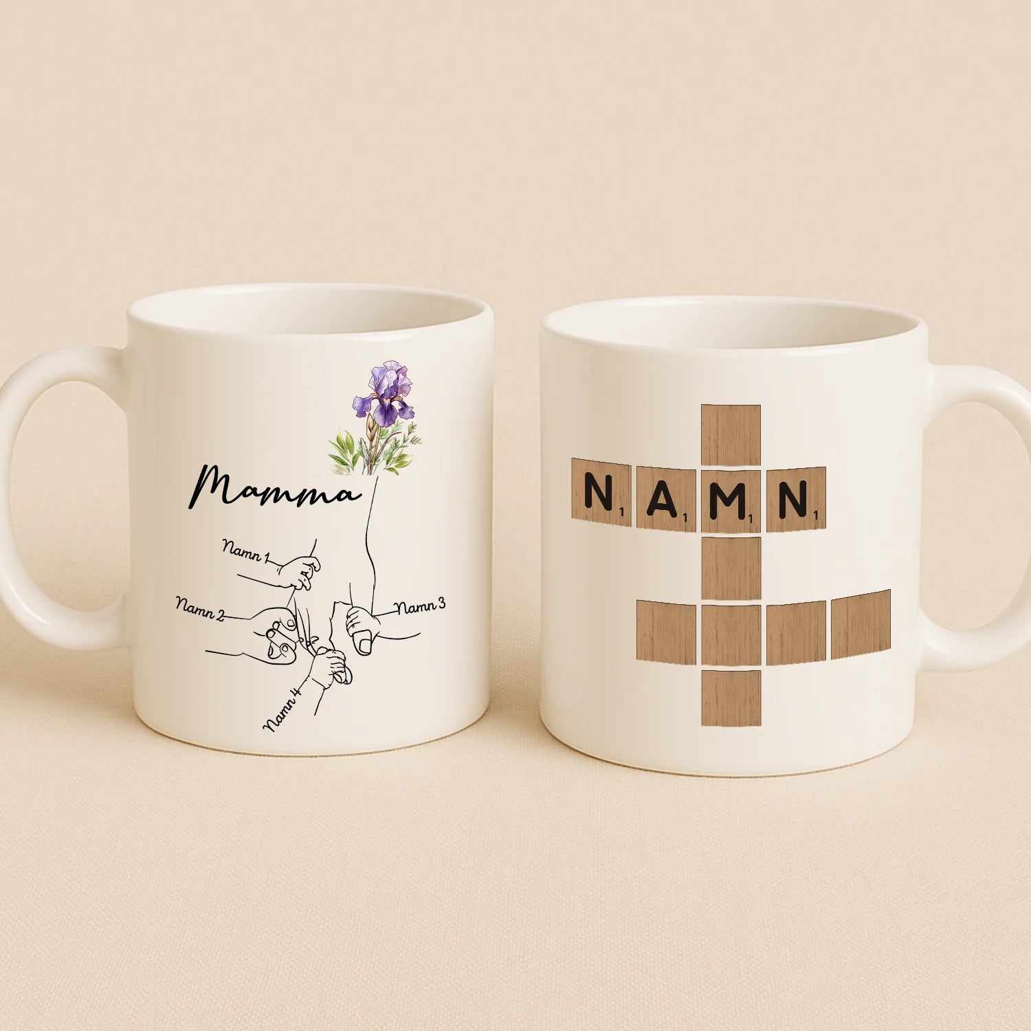 Hållande hand mamma - Personlig mugg till Mamma