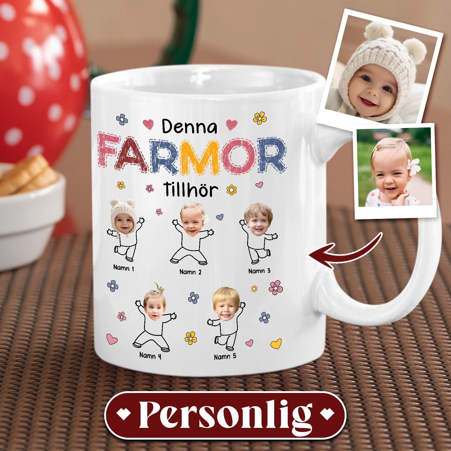 Denna Mormor/ Farmor tillhör - Personlig mugg till Mormor/ Farmor