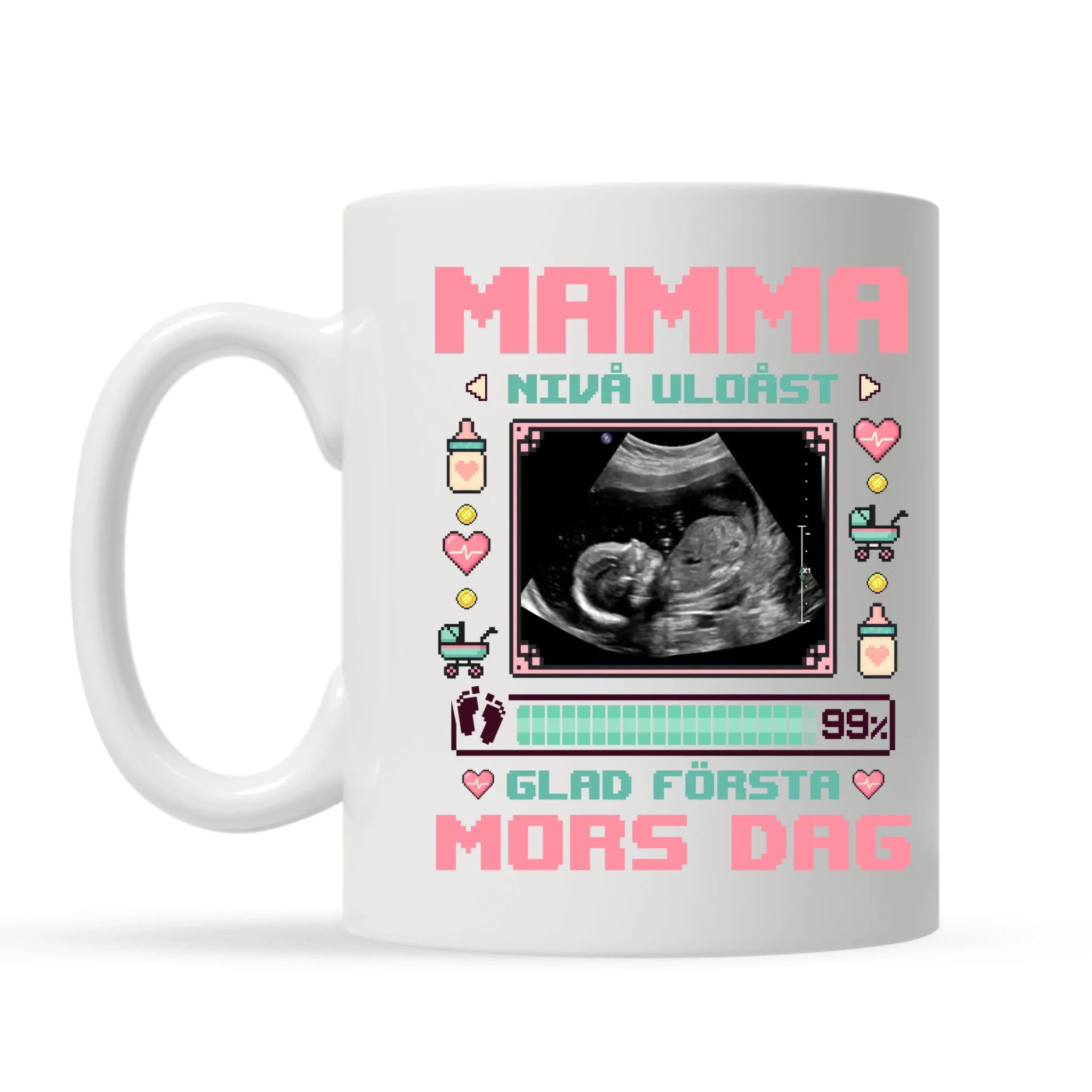 MAMMA NIVÅ ULOÅST Glad första mors dag - Personlig mugg till Mamma