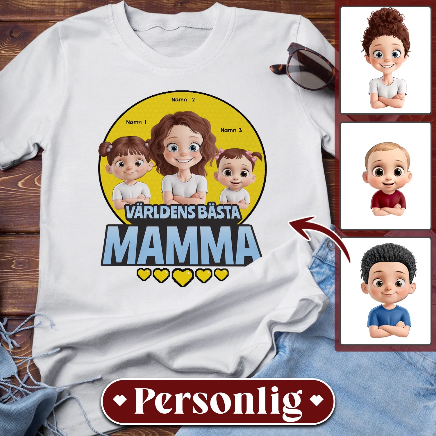 Världens Bästa Mamma !- Personlig T-shirt till Mamma
