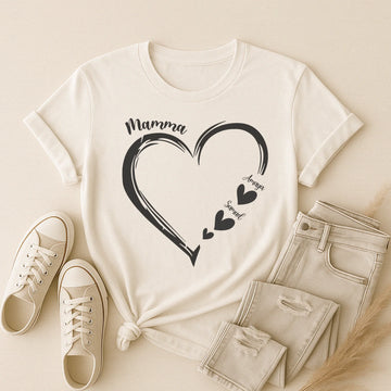Personlig T-shirt till Mamma | Personlig present till Mor| Mammas hjärta