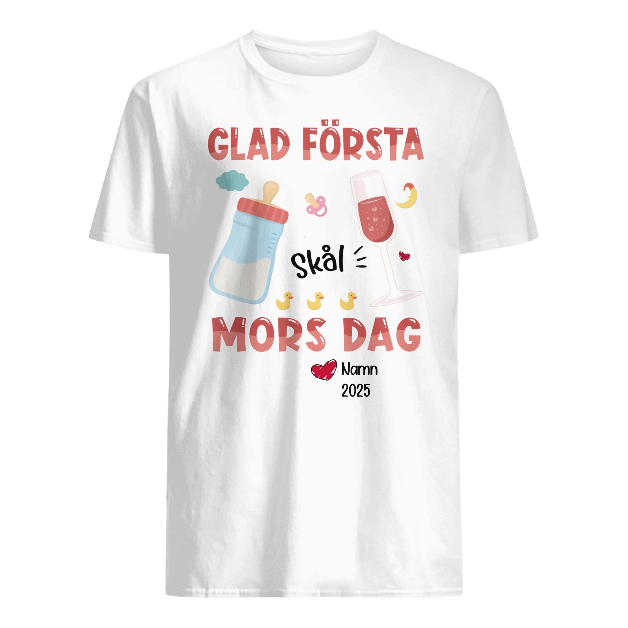 Personlig T-skjorte for nybakt mor | Personlig gave til mor og barn | Gratulerer med første morsdagen