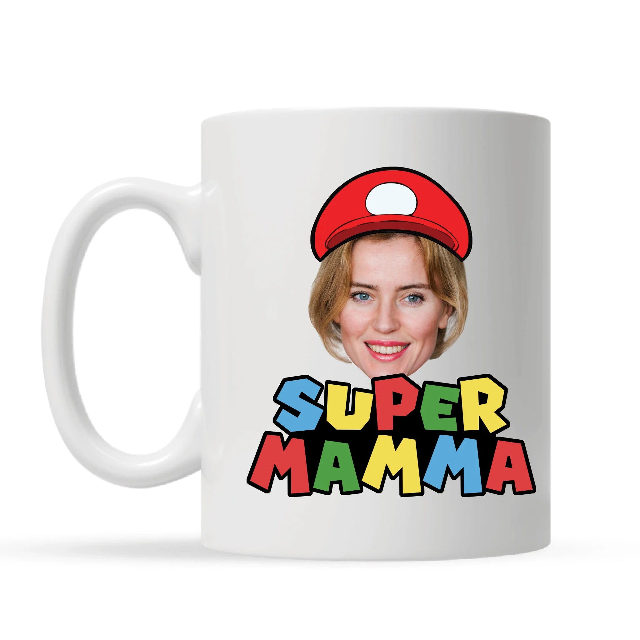 Super Mamma anpassat ansikte - Personlig mugg till Mamma