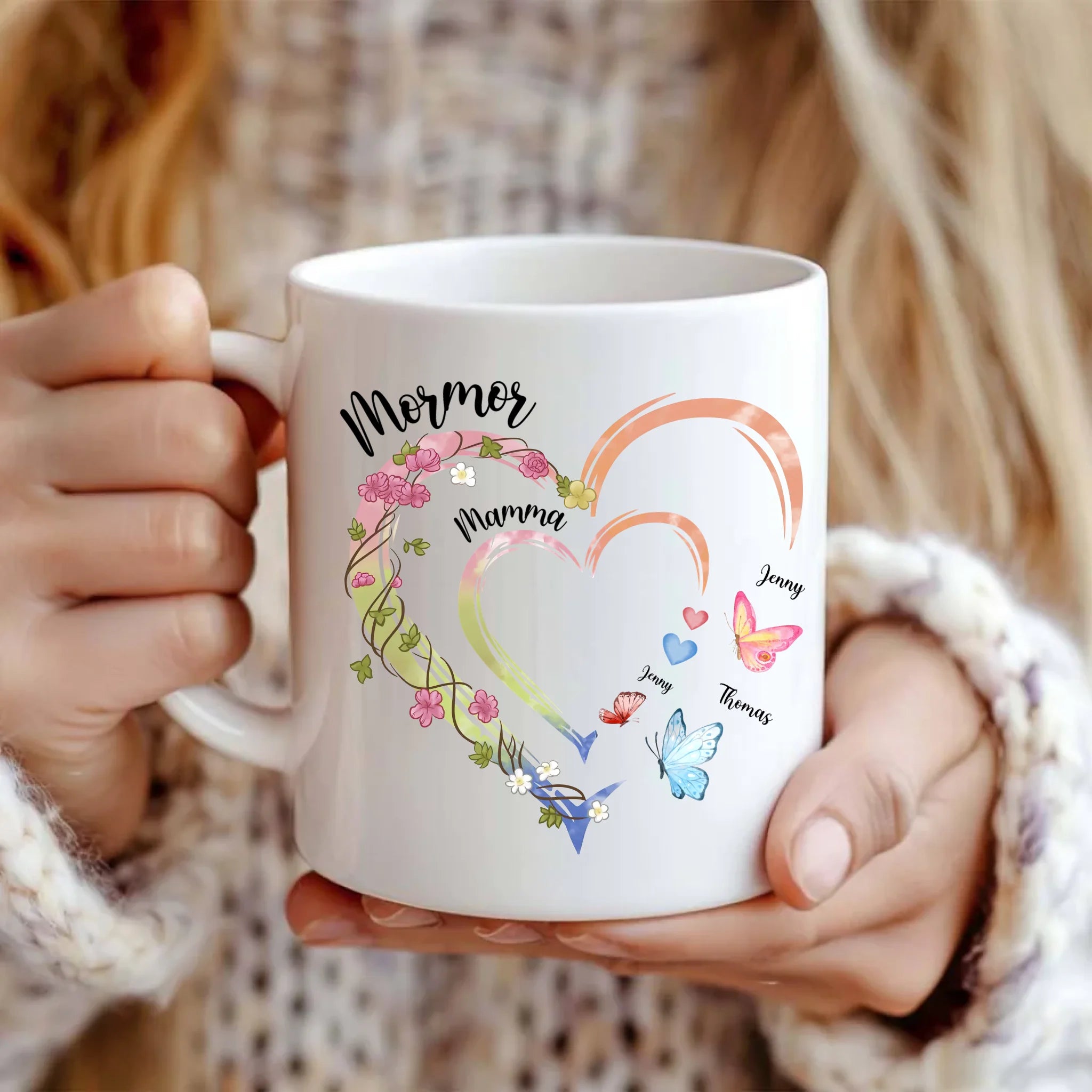 Mormors Butterfly - Personlig mugg till Mamma