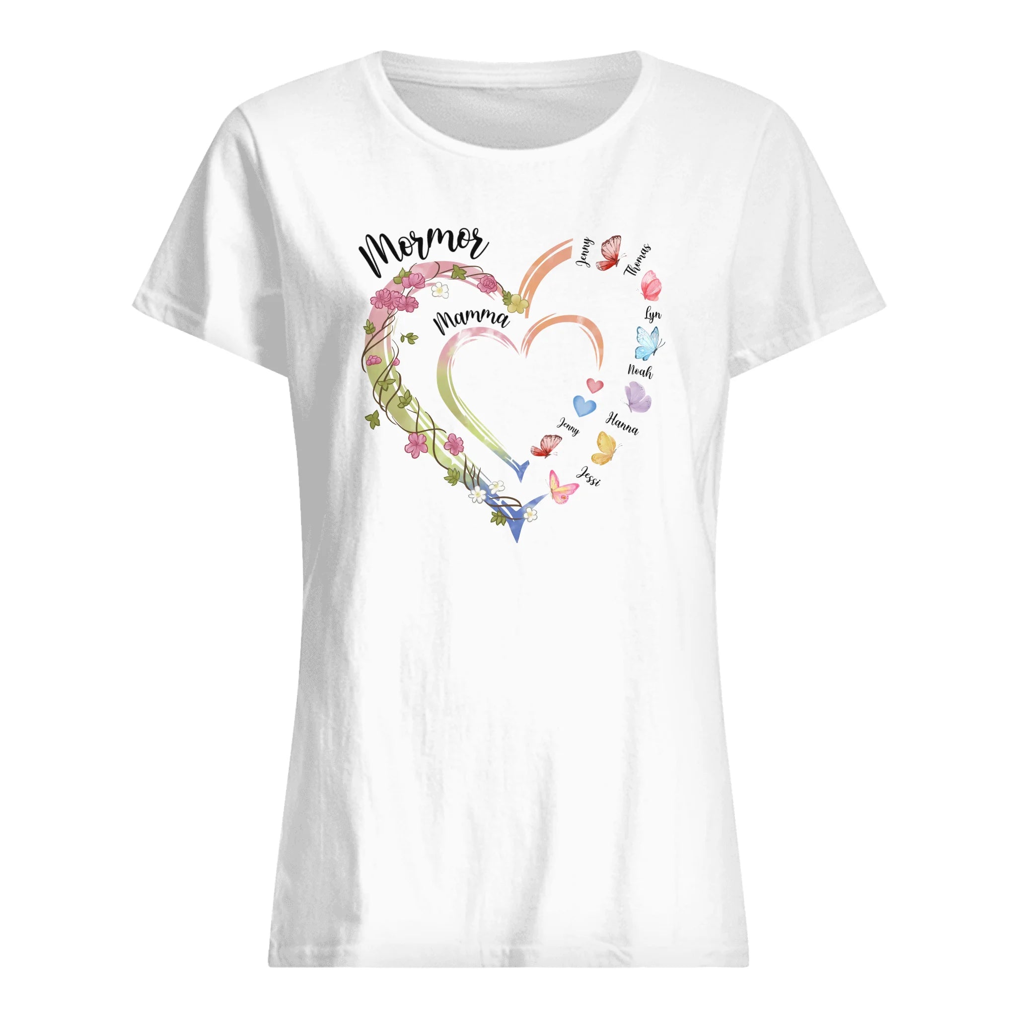 Mormor Farmor Butterfly - Personlig T-shirt till Mamma