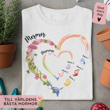 Mormor Farmor Butterfly - Personlig T-shirt till Mamma