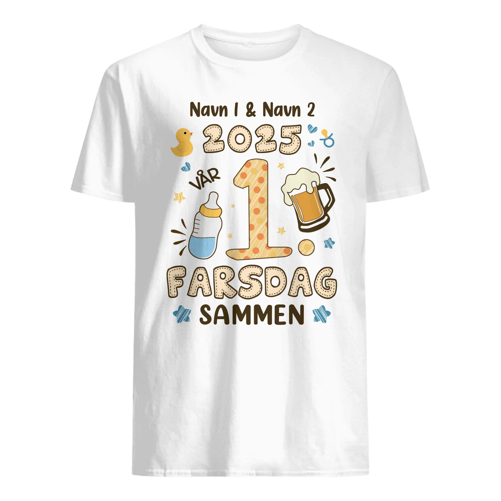 Personlig t-shirt til nybagt far | Personlig gave til nybagt far | 2025 vores første fars dag sammen