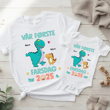 Personlig t-shirt til nybagt far | Personlig gave til nybagt far | Vores første fars dag i 2024