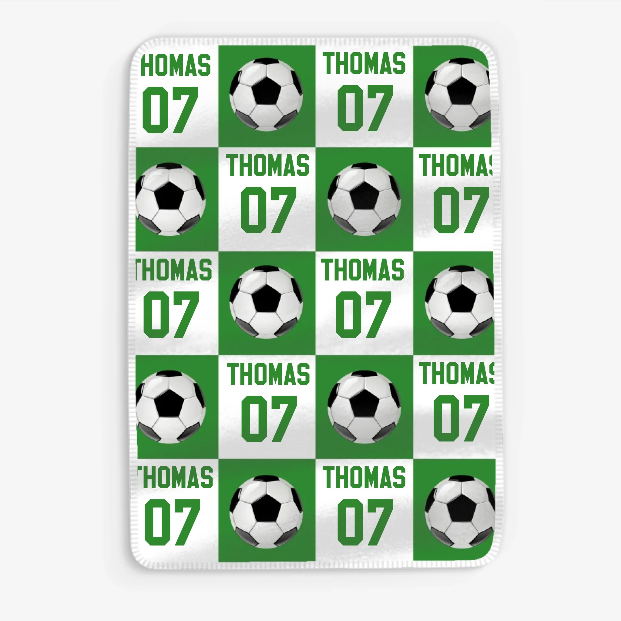 Mjuk filt med namn och fotbollsmotiv  - Personlig Filt För Barn